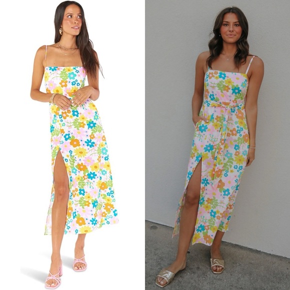 NWT Show Me Your Mumu Amalfi Coast Midi Dress Petal Pop Floral - Picture 3 of 6